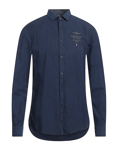 AERONAUTICA MILITARE Einfarbiges Hemd Nachtblau 100% Baumwolle
