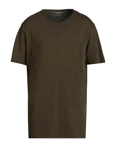 JACK & JONES T-shirt Verde scuro 50% Cotone, 50% Cotone organico