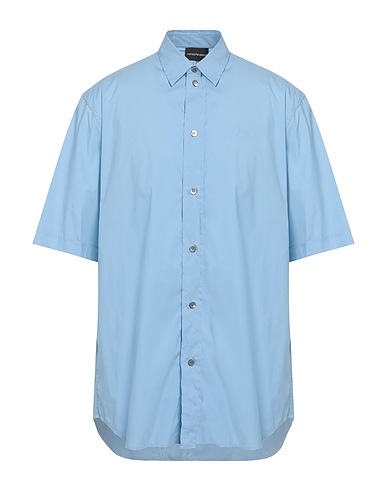 EMPORIO ARMANI Chemise de couleur unie Bleu ciel 69% Coton, 27% Polyamide, 4% Élasthanne
