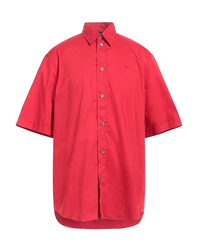 EMPORIO ARMANI Solid colour shirt Red 69% Cotton, 27% Polyamide, 4% Elastane