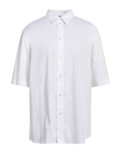 EMPORIO ARMANI Solid colour shirt White 69% Cotton, 27% Polyamide, 4% Elastane