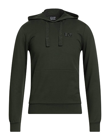 EA7 Hooded track jacket  Dark green 100% Cotton, Elastane
