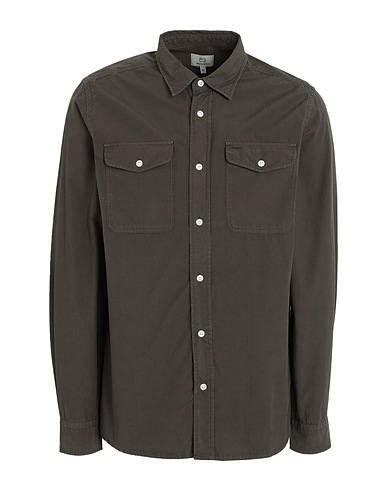 WOOLRICH Solid colour shirt POPLIN GD SHIRT 
 Military green 100% Cotton