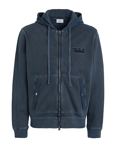 WOOLRICH Hooded track jacket  MIXMEDIA FULL ZIP HOODIE 
 Navy blue 100% Organic cotton