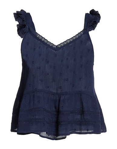 SUPERDRY Top Navy blue 100% Viscose, Cotton