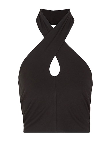 8 by YOOX Crop top JERSEY HALTER CROP TOP
 Black 95% Viscose, 5% Elastane