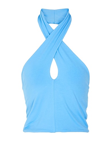 8 by YOOX Crop top JERSEY HALTER CROP TOP
 Azure 95% Viscose, 5% Elastane