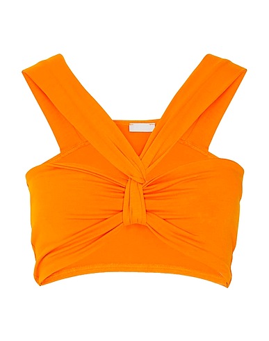8 by YOOX Crop top JERSEY FRONT KNOT CROP TOP
 Orange 95% Viscose, 5% Elastane