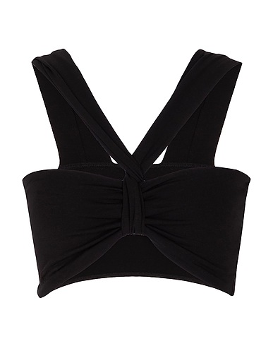 8 by YOOX Crop top JERSEY FRONT KNOT CROP TOP
 Black 95% Viscose, 5% Elastane