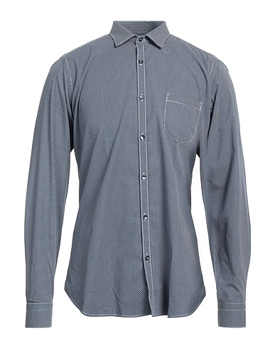CALIBAN Solid colour shirt Slate blue 100% Cotton
