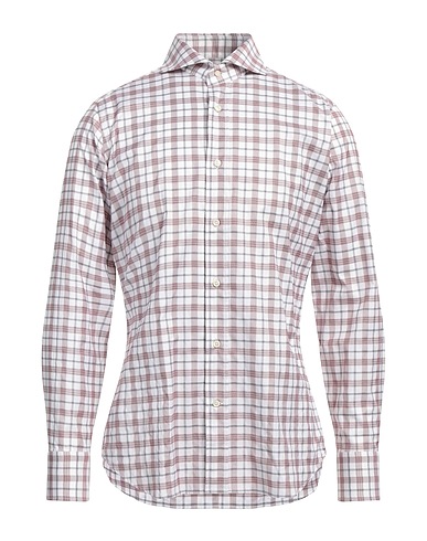 CALIBAN Checked shirt White 100% Cotton