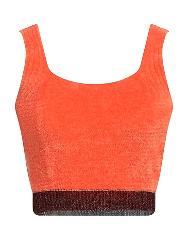 PINKO Crop top Orange 70% Cotton, 30% Polyamide, Viscose, Metallic fiber