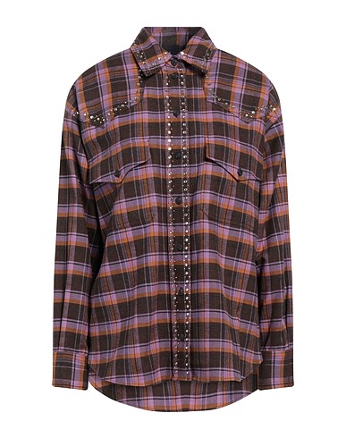 PINKO UNIQUENESS Checked shirt Purple 100% Cotton, Glass