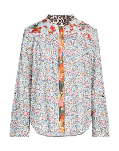 LA PRESTIC OUISTON Floral shirts & blouses Sky blue 100% Cotton, Silk