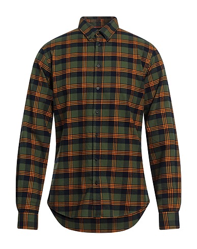 SUN 68 Checked shirt Military green 100% Cotton