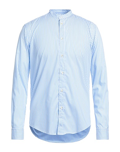 BRIAN DALES Striped shirt Sky blue 80% Cotton, 15% Polyamide, 5% Elastane