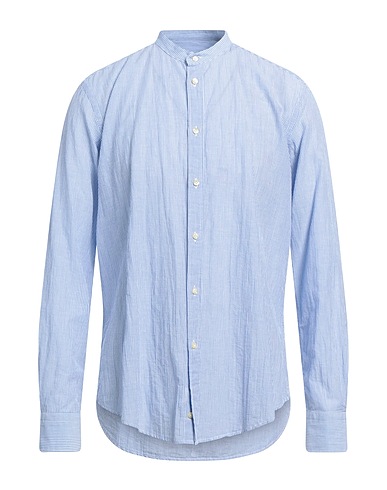 BRIAN DALES Striped shirt Blue 80% Cotton, 20% Linen