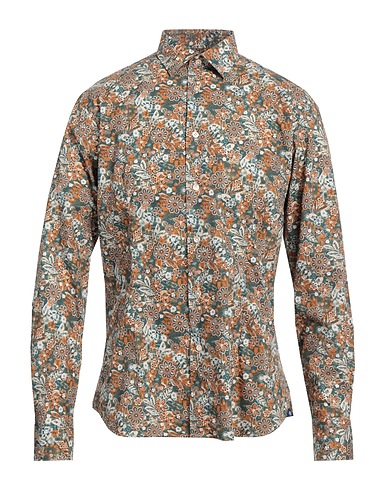 BRANCACCIO Patterned shirt Deep teal 100% Cotton