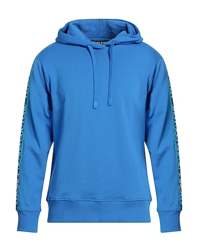 VERSACE JEANS COUTURE Hooded sweatshirt Blue 100% Cotton, Elastane