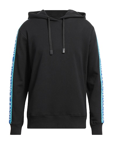 VERSACE JEANS COUTURE Hooded sweatshirt Black 100% Cotton, Elastane