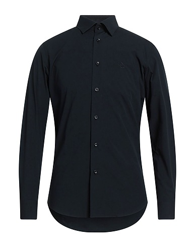 CAVALLI CLASS Solid color shirt Black 97% Cotton, 3% Elastane