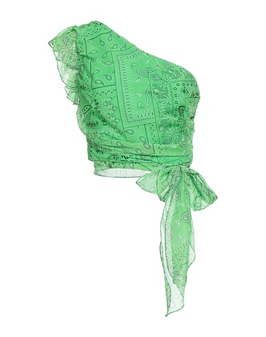 AMANDA UPRICHARD One-shoulder top Green 100% Polyester, Elastane