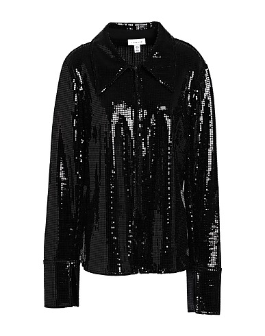 TOPSHOP Shirts Black 92% Nylon, 5% Elastane, 3% Metallic fiber