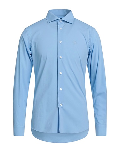 CAVALLI CLASS Camicia tinta unita Blu chiaro 97% Cotone, 3% Elastan