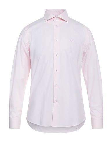 CAVALLI CLASS Solid colour shirt Light pink 97% Cotton, 3% Elastane
