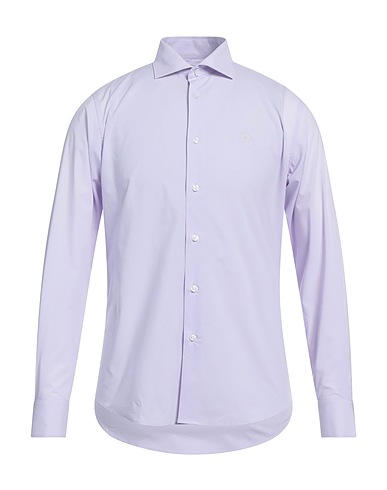 CAVALLI CLASS Solid colour shirt Lilac 97% Cotton, 3% Elastane