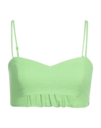 NA-KD Crop top Lime green 56% Linen, 42% Viscose, 2% Elastane