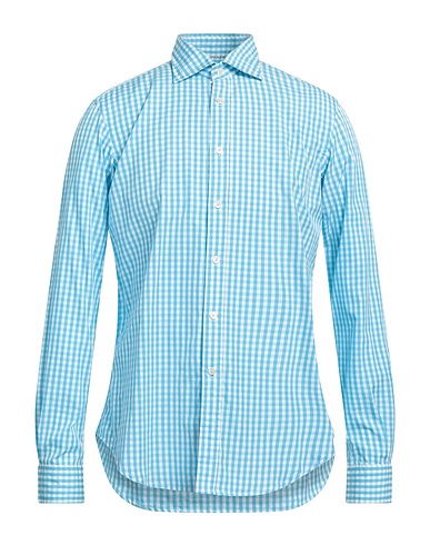 KOIKE Checked shirt Azure 100% Cotton
