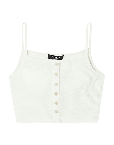 TWENTY MONTRÉAL Crop top Off white 50% Polyester, 49% Cotton, 1% Elastane