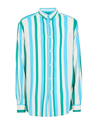 8 by YOOX Camicia a righe VISCOSE STRIPED OVER-SIZE SHIRT
 Verde smeraldo 100% Viscosa