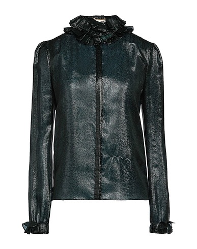 SAINT LAURENT Solid colour shirts & blouses Dark green 55% Silk, 45% Polyamide