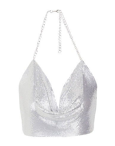8 by YOOX Haut court METAL HALTER CHAIN CROP TOP
 Argent 90% Aluminium, 10% Métal