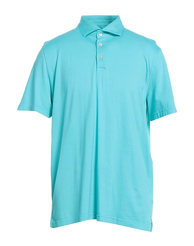FEDELI Polo shirt Turquoise 100% Organic cotton