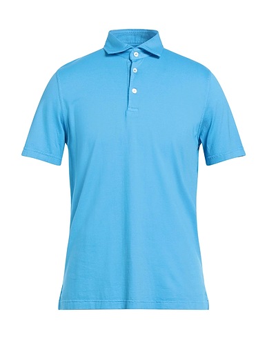 FEDELI Polo shirt Azure 100% Organic cotton