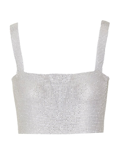 8 by YOOX Crop top METAL CROP TOP
 Silver 50% Aluminum, 40% Glass, 10% Metal