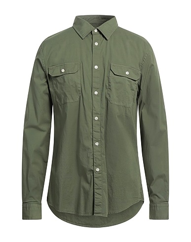 NORTH SAILS Solid colour shirt Military green 98% Cotton, 2% Elastane