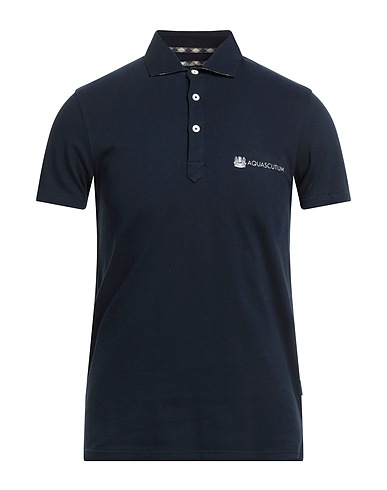 AQUASCUTUM ACTIVE Polo shirt Navy blue 95% Cotton, 5% Elastane