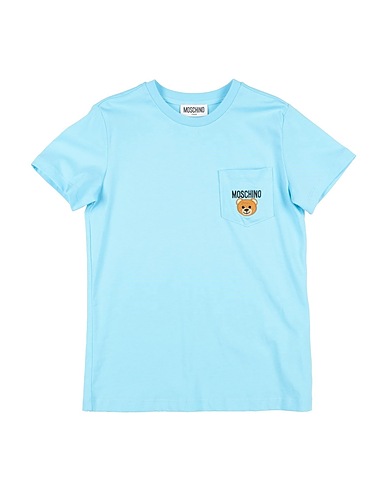 MOSCHINO TEEN T-shirt Sky blue 100% Cotton, Elastane, Polyester
