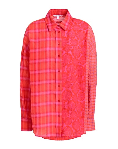 DESIGUAL Checked shirt Tomato red 84% Cotton, 15% Polyester, 1% Elastomultiester