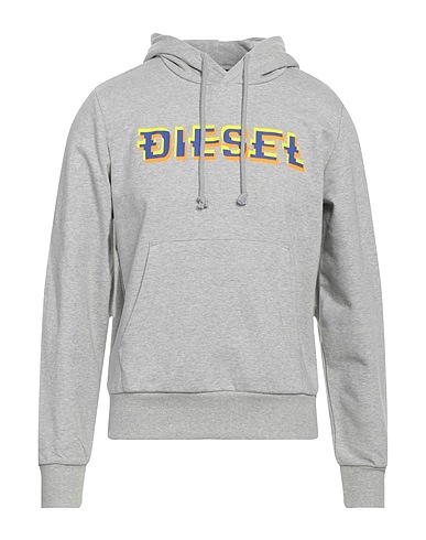 DIESEL Hooded track jacket  Light grey 60% Cotton, 40% Polyester