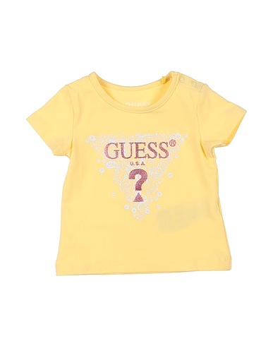 GUESS T-shirt Pastel yellow 95% Cotton, 5% Elastane
