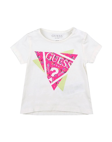 GUESS T-shirt Off white 95% Cotton, 5% Elastane