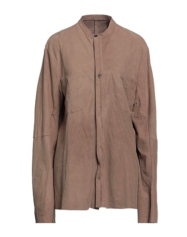 MASNADA Solid colour shirts & blouses Khaki 100% Goat skin