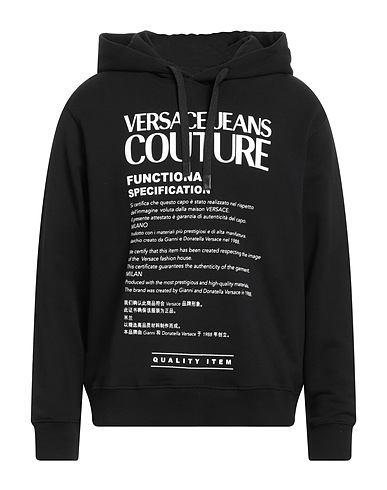 VERSACE JEANS COUTURE Hooded track jacket  Black 100% Cotton, Elastane