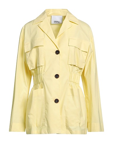 ERIKA CAVALLINI Full-length jacket Pastel yellow 97% Cotton, 3% Elastane