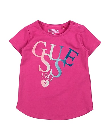 GUESS T-shirt Fuchsia 95% Cotton, 5% Elastane